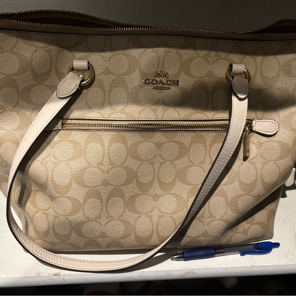 Coach Tan and Cream Signature Tote